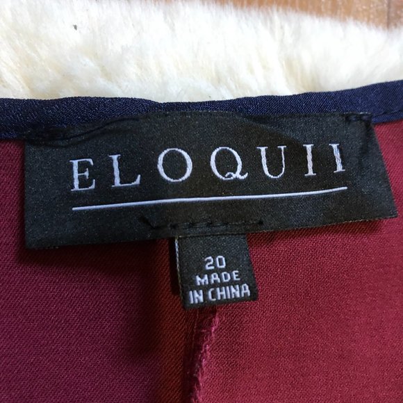 Eloquii True Wrap Dress with Piping Detail *Burgundy Midi Dress size 20 - Picture 5 of 8